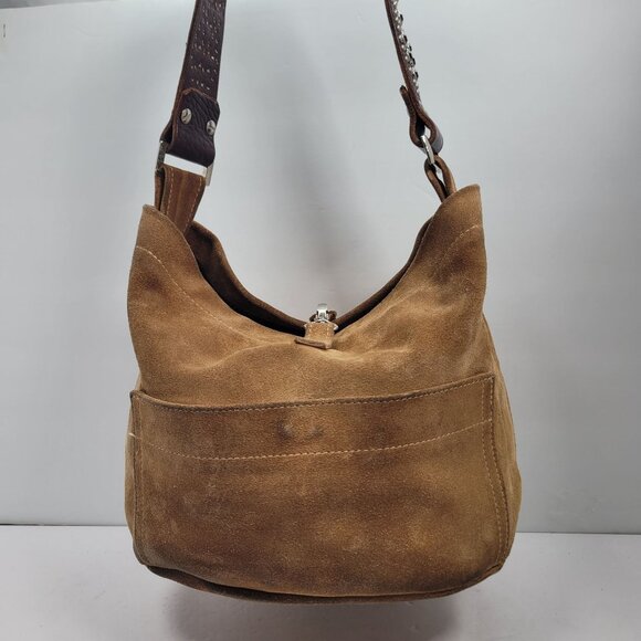 Tylie Malibu Women's Tan Suede Leather Hobo Shoulder Bag - Picture 2 of 11